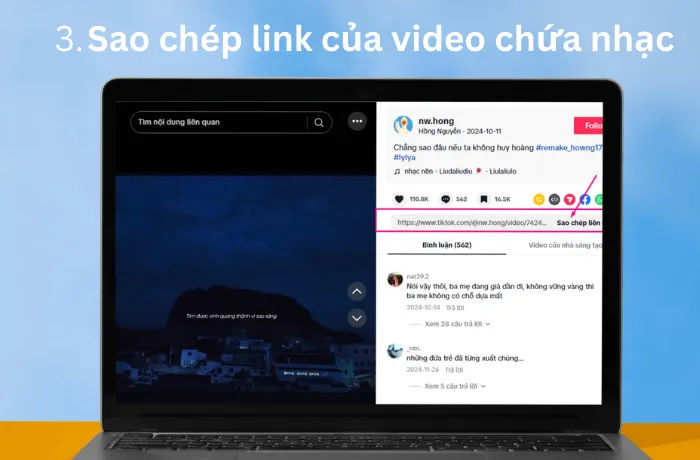 Sao chép link video nhạc TikTok